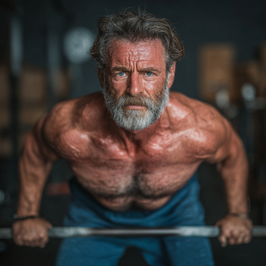 Літня жінка займається йогою